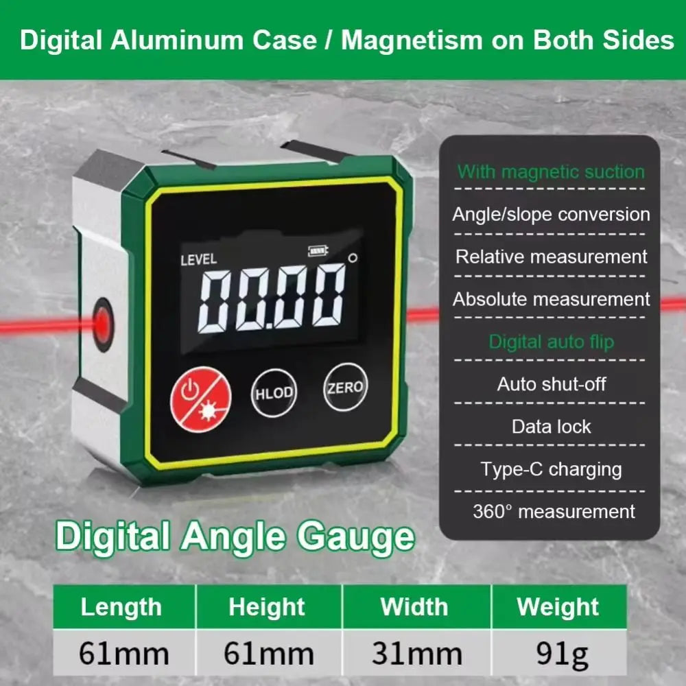 Digiline™ | Magnetische Digitale Inclinometer met Laser & LCD