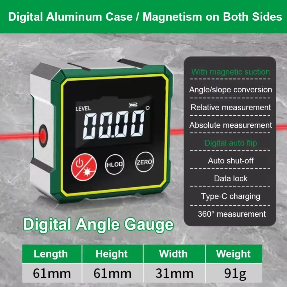 Digiline™ | Magnetische Digitale Inclinometer met Laser & LCD